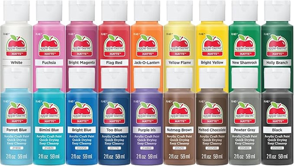 18 matte acrylic colors