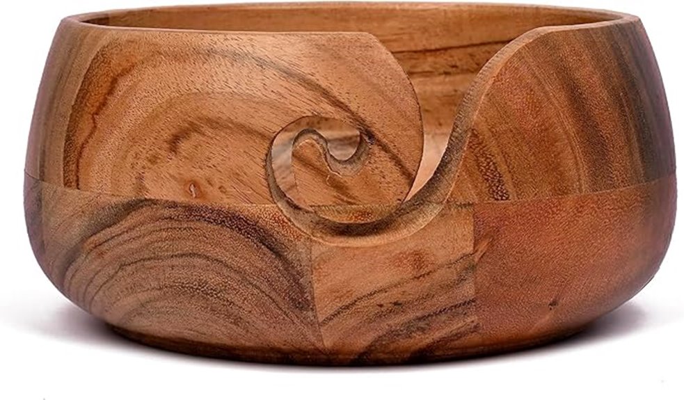 acacia wood yarn bowl