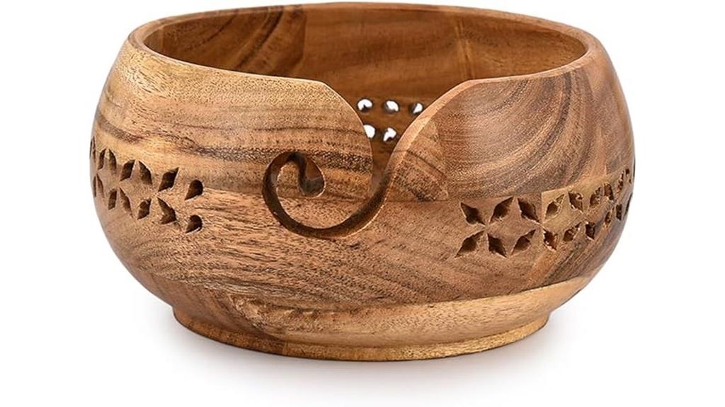acacia wood yarn holder