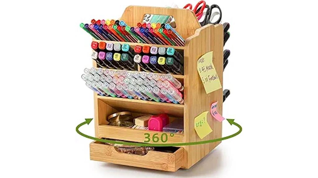 bamboo rotating pen holder