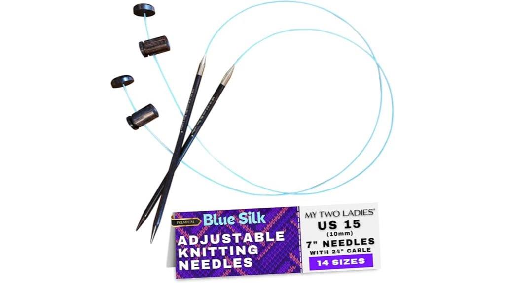 blue silk knitting needles