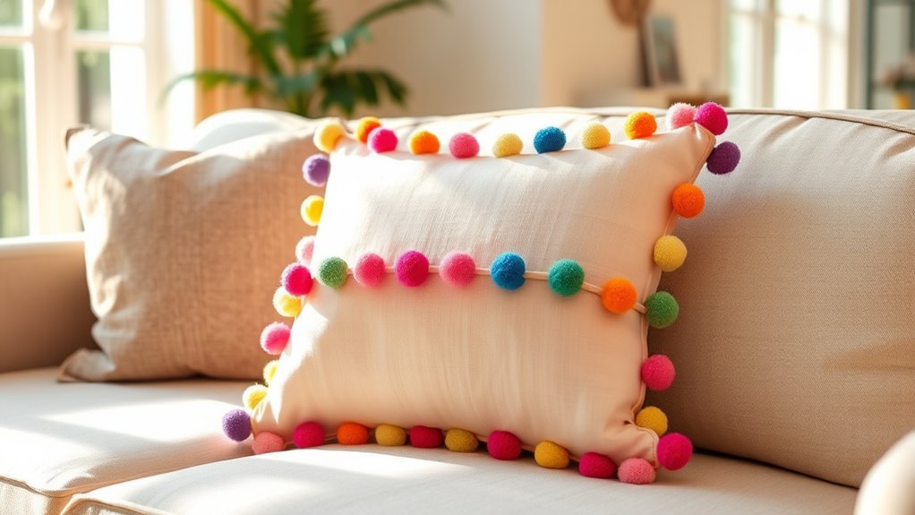 bright colorful pom pom accents