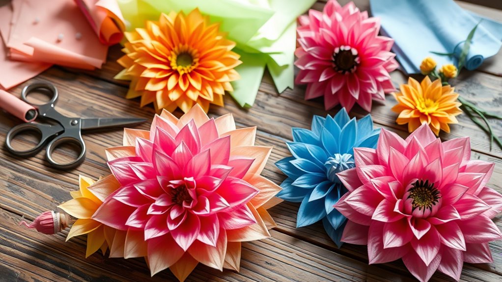 bright paper flower crafts