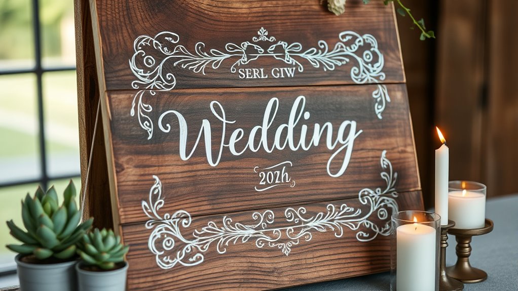 chalk art wedding signage