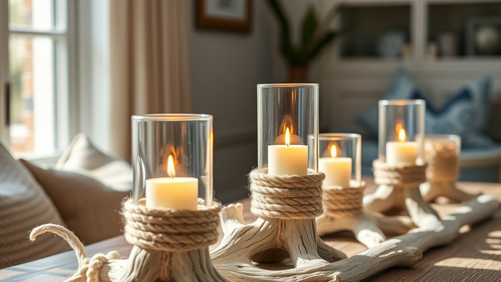 coastal rope candle decor