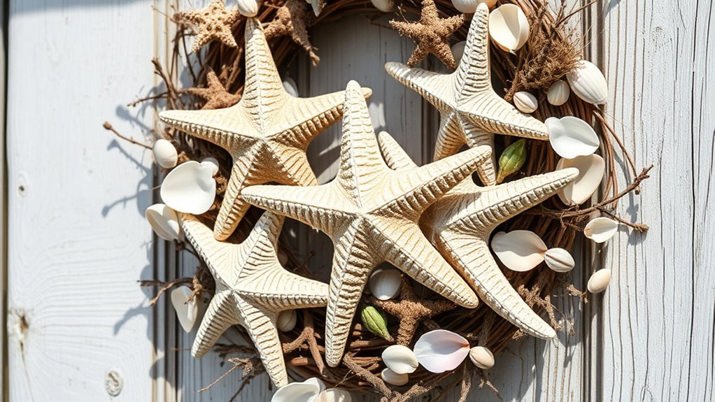 coastal shell and starfish wreath