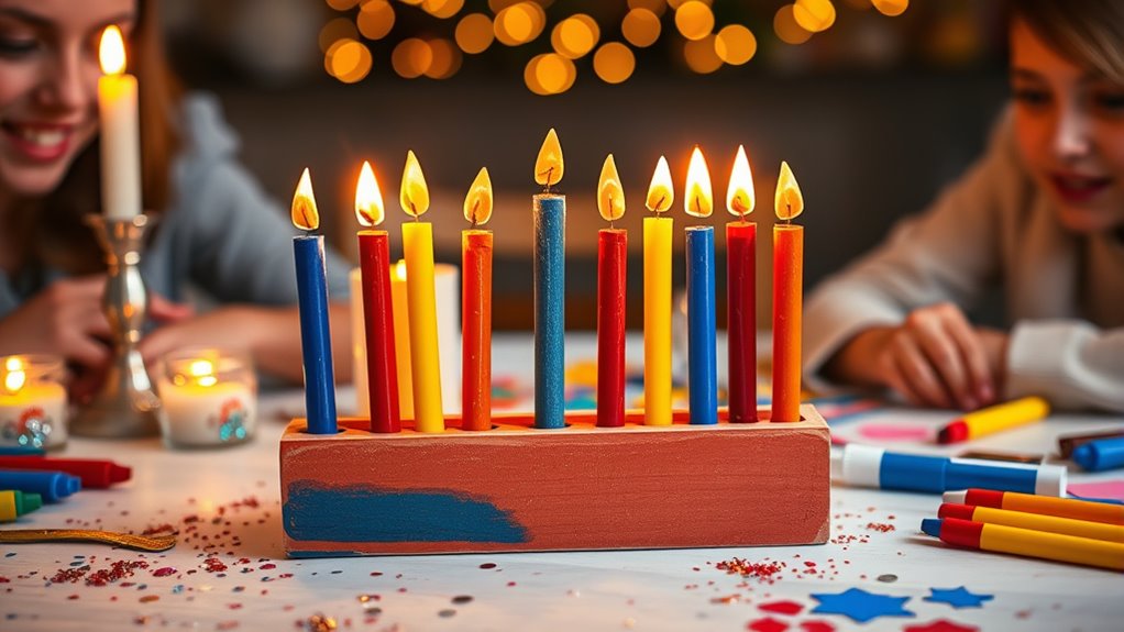 colorful handmade hanukkah holders