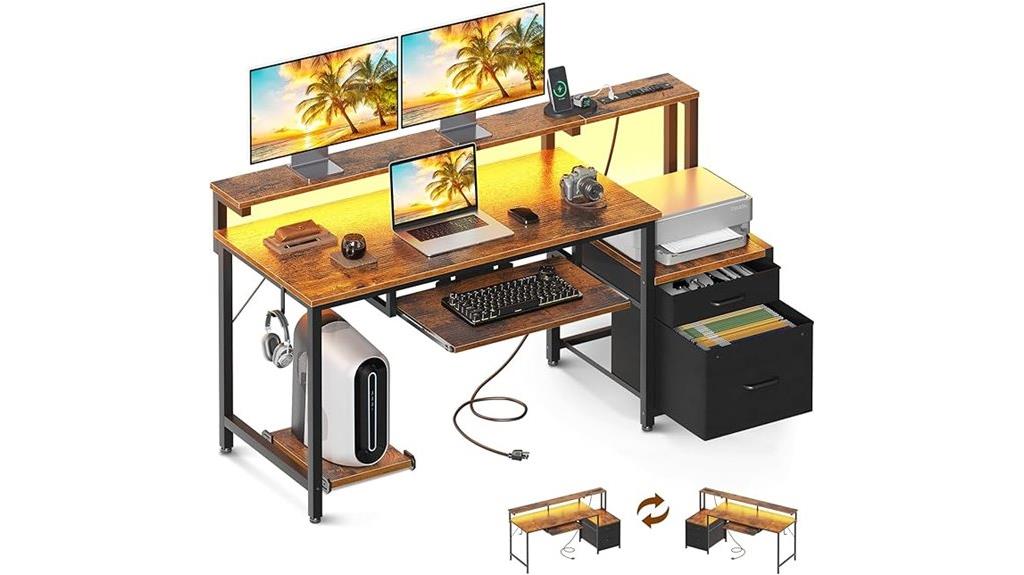 computer desk with file cabinet