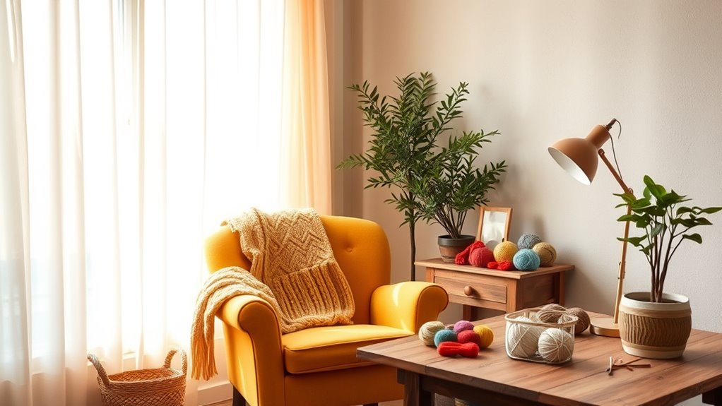 create a cozy well lit workspace