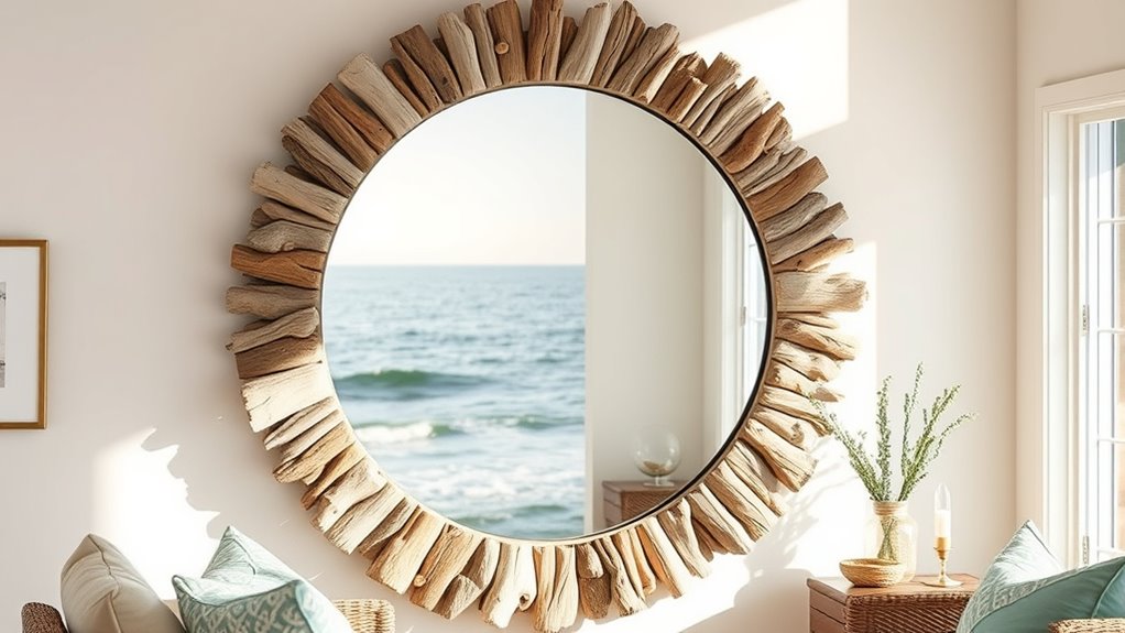 create coastal driftwood mirror