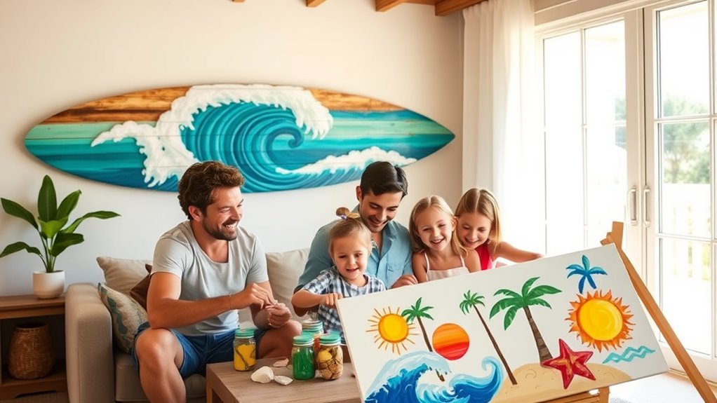 create coastal surfboard wall art