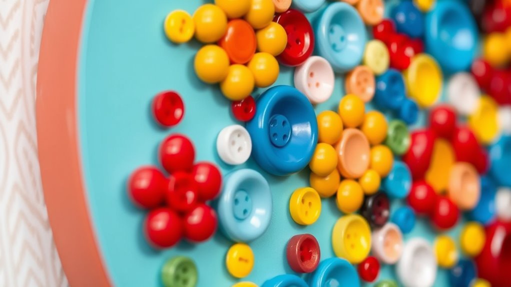 create colorful button wall art