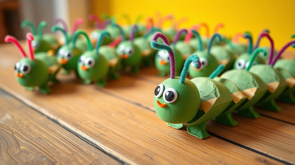 create colorful egg carton caterpillars