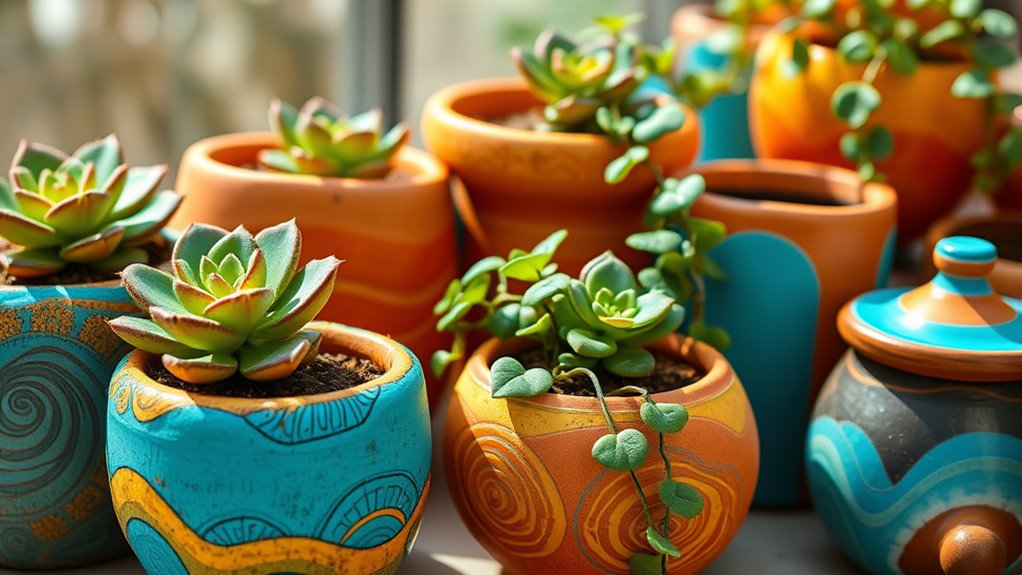 create colorful handmade planters