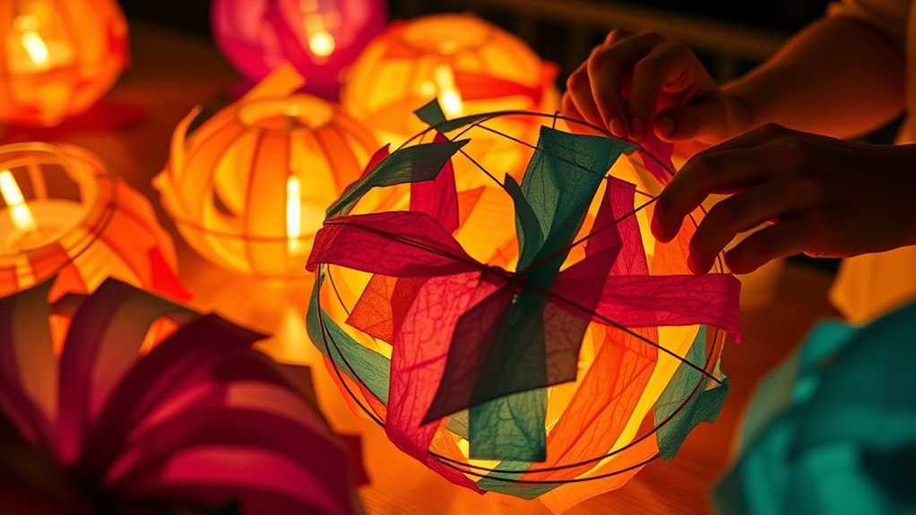create colorful paper lanterns