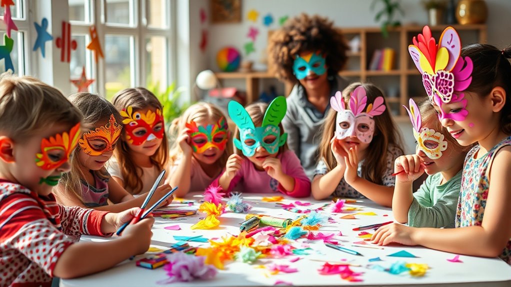 create colorful paper masks