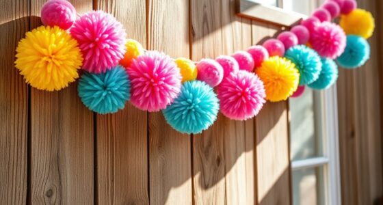 create colorful pom pom garland