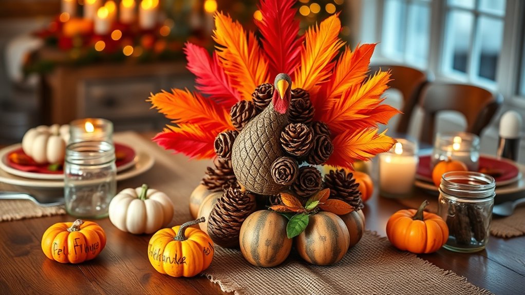 create festive turkey centerpiece