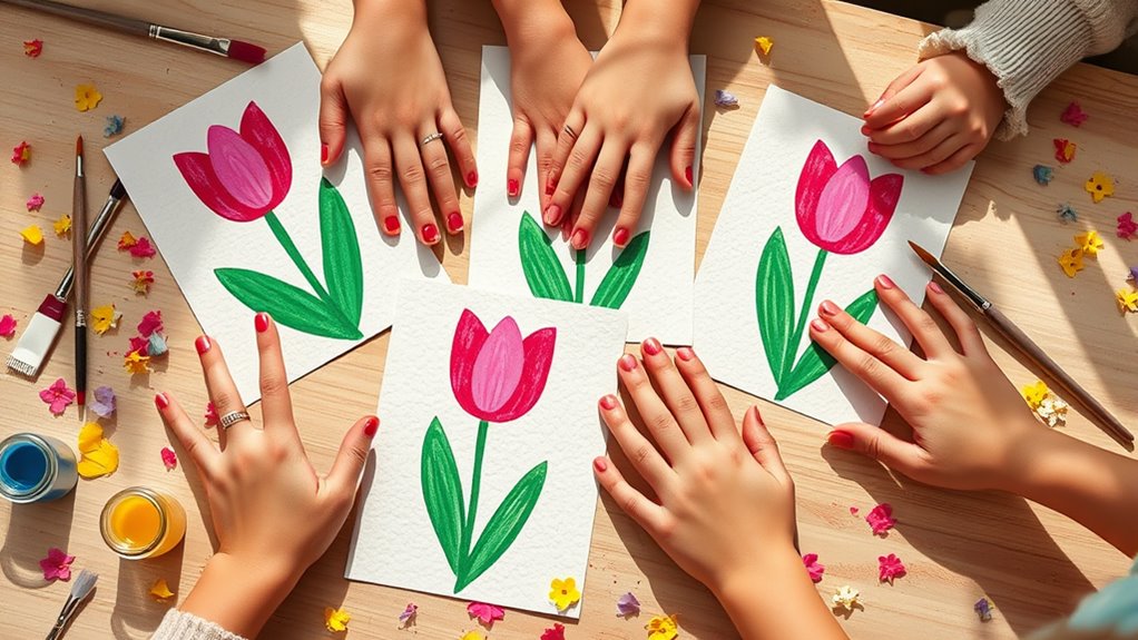 create personalized handprint tulips