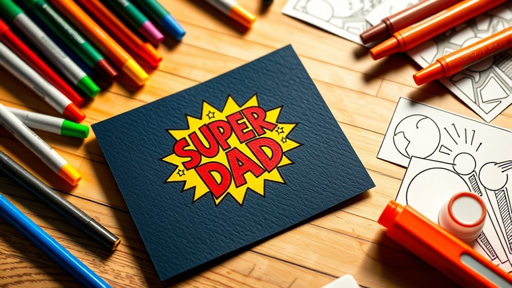 create vibrant super dad card