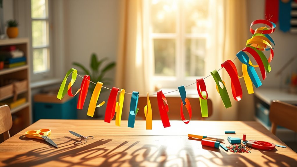 decorate with colorful paper chains