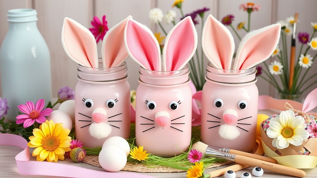 diy bunny mason jar decor