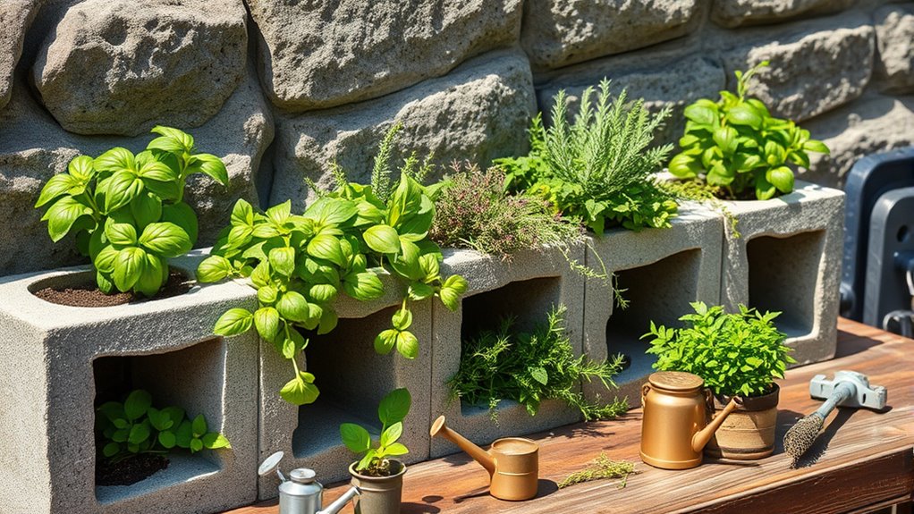 diy cinder block herb garden