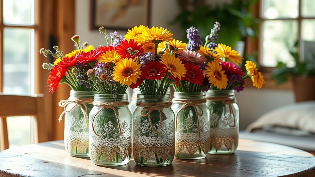 diy mason jar vase decor