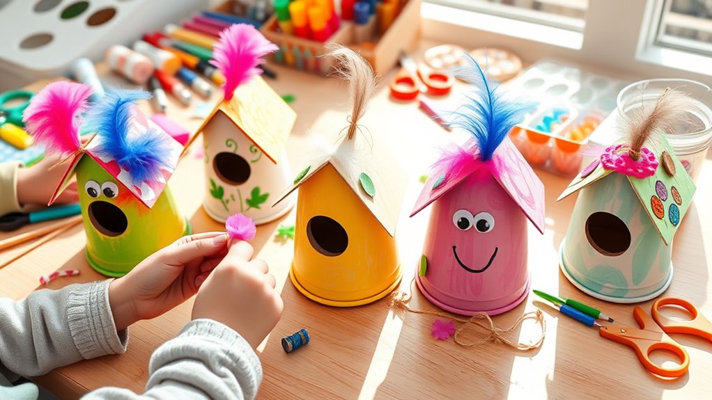 diy paper cup birdhouse