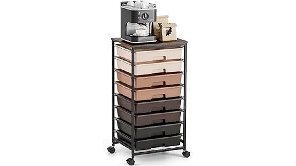 eight drawer rolling cart