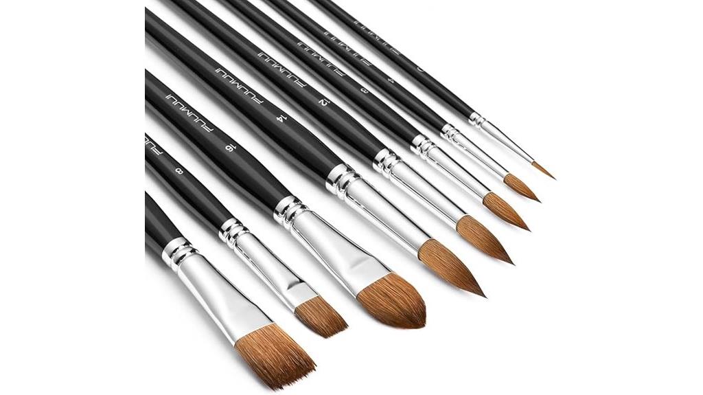eight piece watercolor brush set