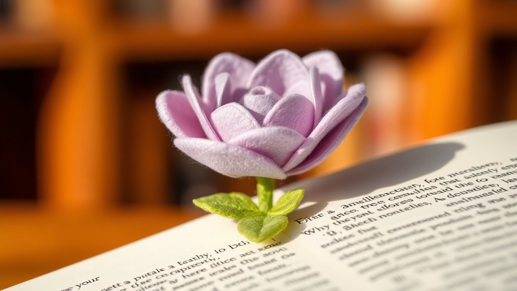 elegant felt flower bookmark