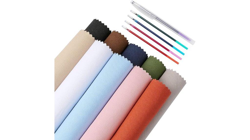 embroidery fabric and pens