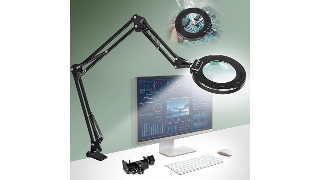 extended 3 section magnifying lamp