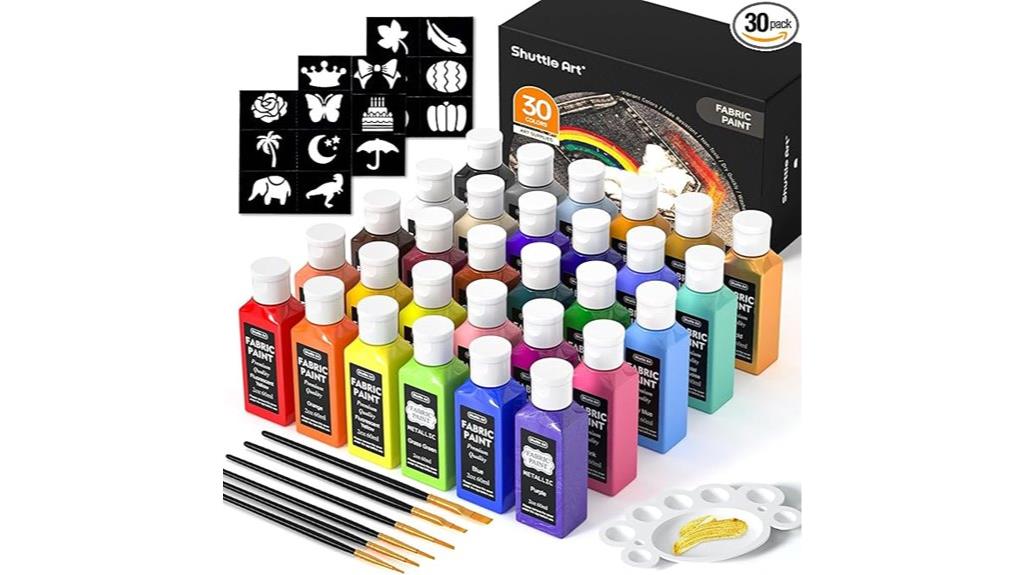 fabric paint set with brushes