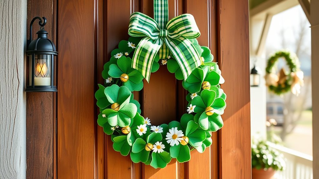 festive shamrock door wreath