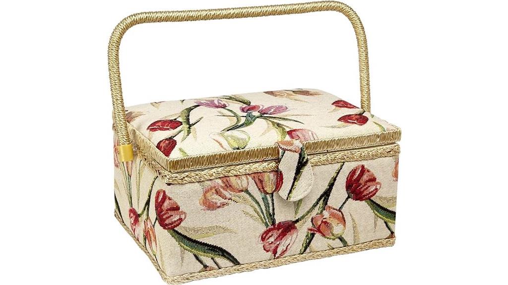 floral tulip sewing basket
