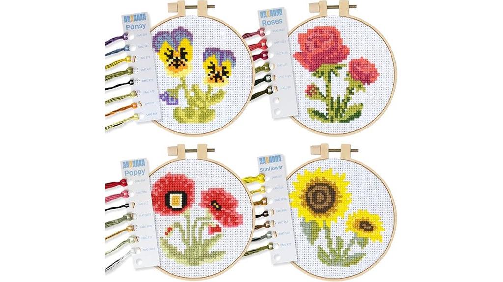 flower themed beginner cross stitch