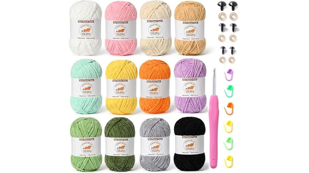 fluffy chenille yarn skeins