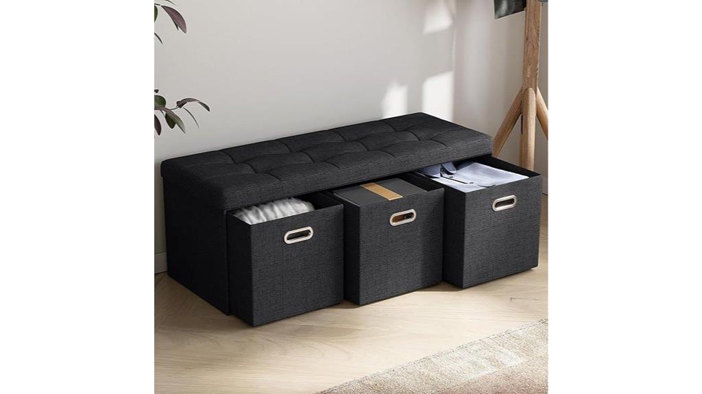 foldable linen ottoman with drawers
