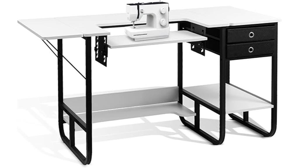 foldable sewing table with storage