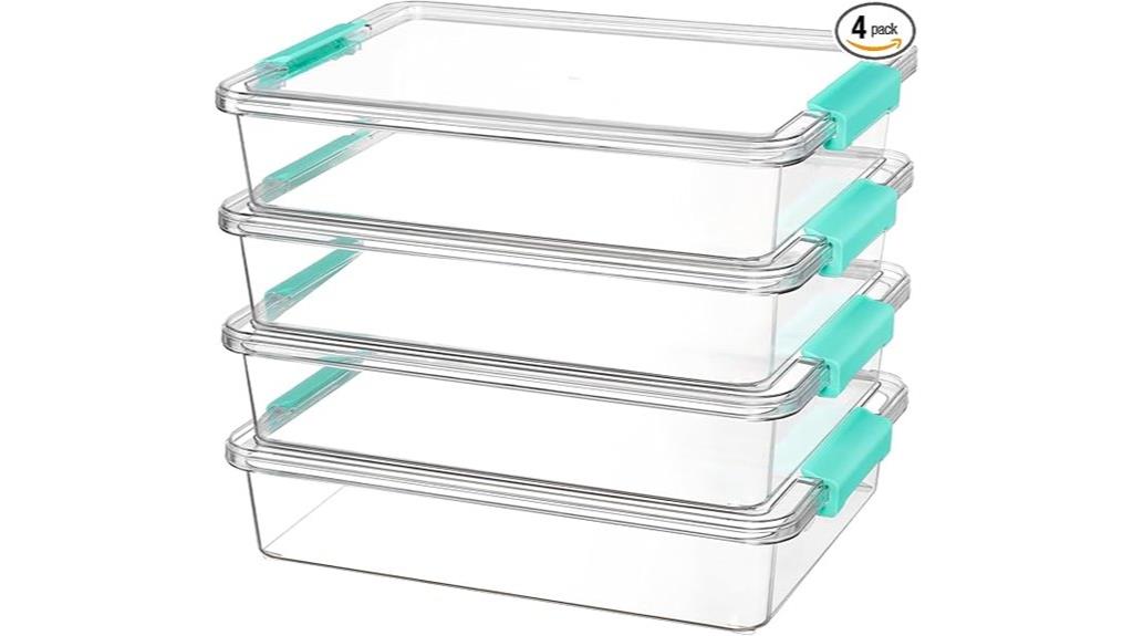 four pack plastic storage bins