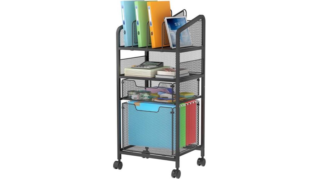four tier filing cart
