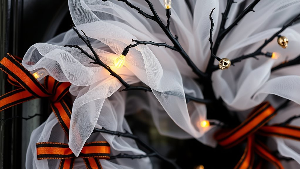 ghostly tulle ribbon wreath