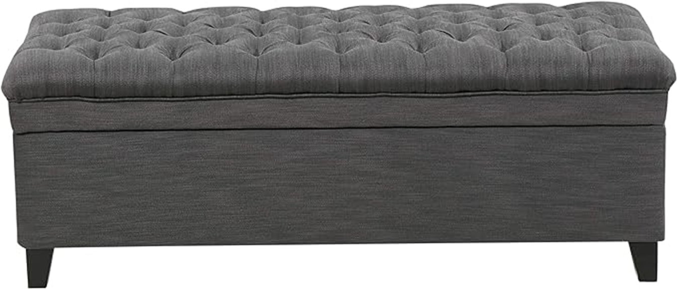 gray fabric storage ottoman