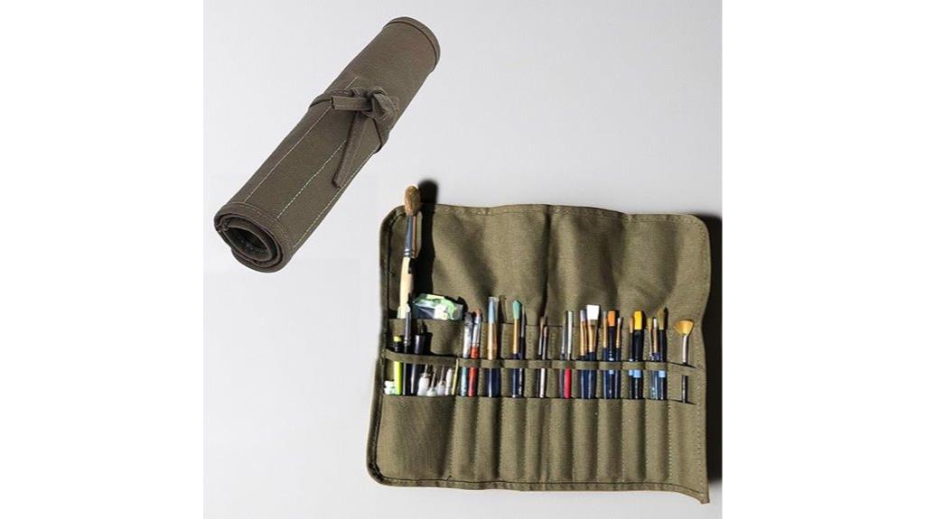 green canvas brush roll