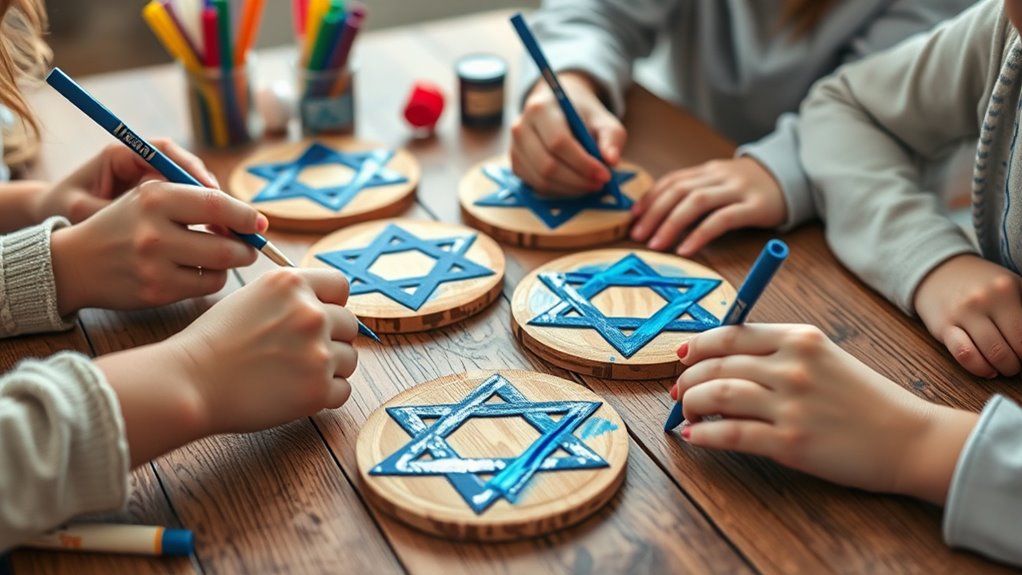 hand painted hanukkah coasters