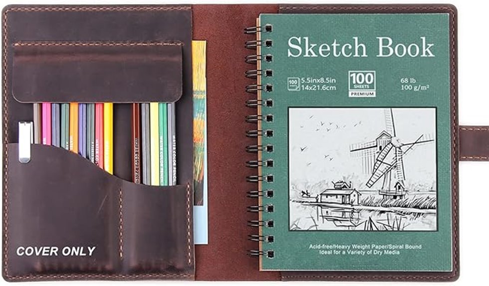 handmade leather sketchbook cover
