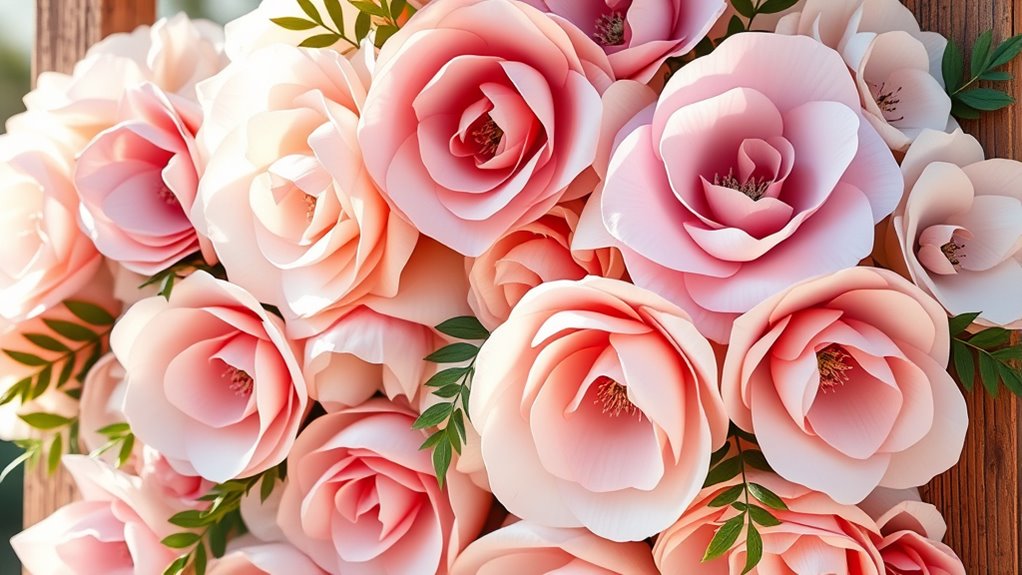 handmade paper flower backdrop