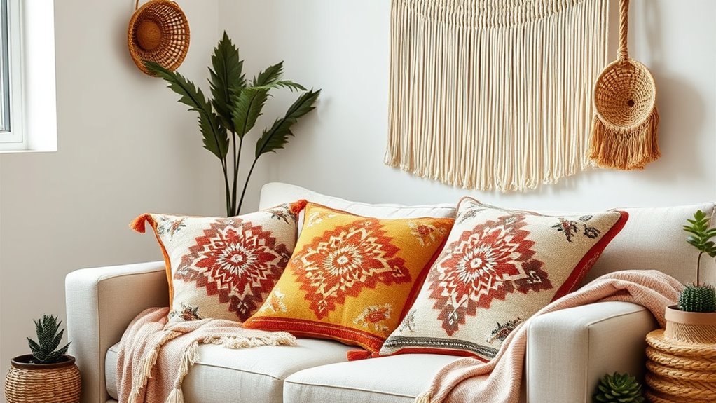 handmade textured tapestry pillow
